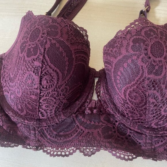 Aerie 34C Bra Lace Sexy Real Power Balconette Feminine 34 C Light Lined Romantic - Picture 11 of 16